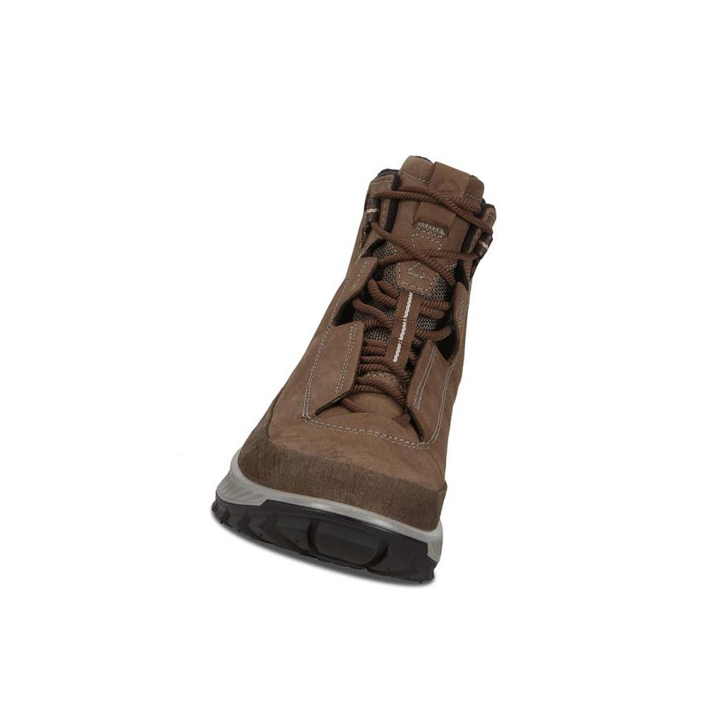 Men's Ecco Exostrike Mid Outdoor Boots Coffee / Brown | USA 441FDN